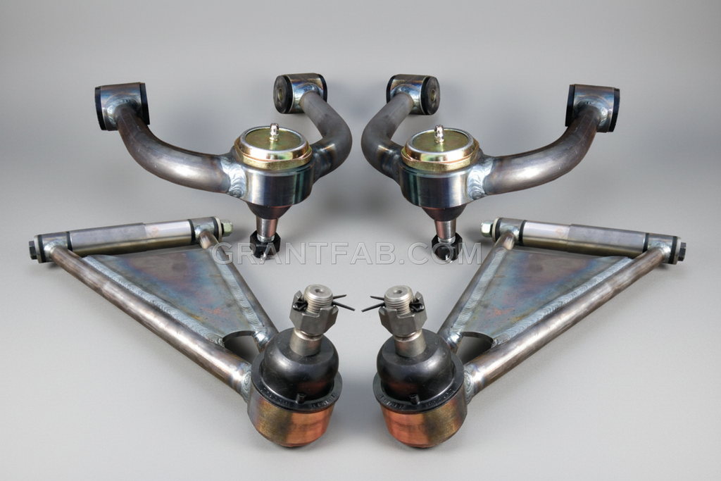 A set of Cando brand control arms for Nissan Frontier pickup, including upper and lower control arms with ball joints, made of metal.