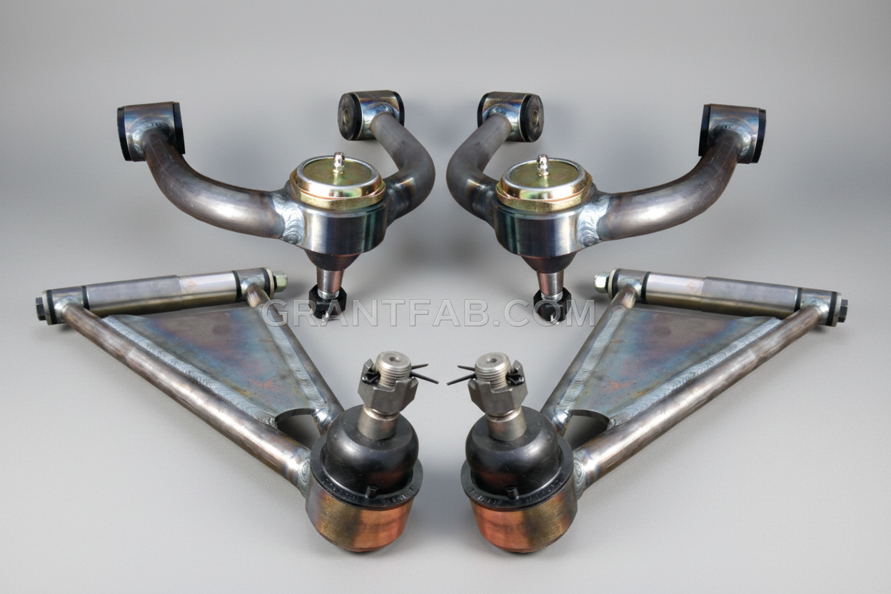 A set of Cando brand control arms for Nissan Frontier pickup, including upper and lower control arms with ball joints, made of metal.