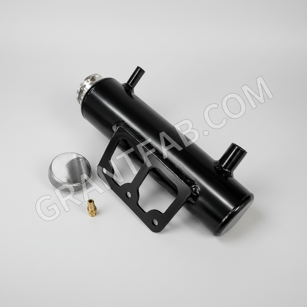 Black metal mechanical component with silver parts on a white background