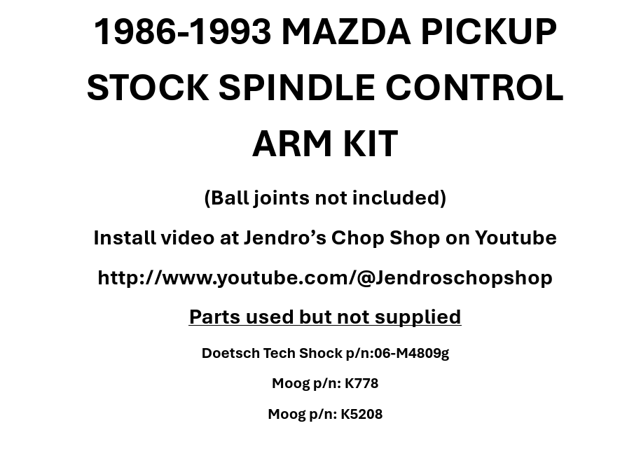 CANDO 1986-1993 Mazda B Series stock spindle control arm kit