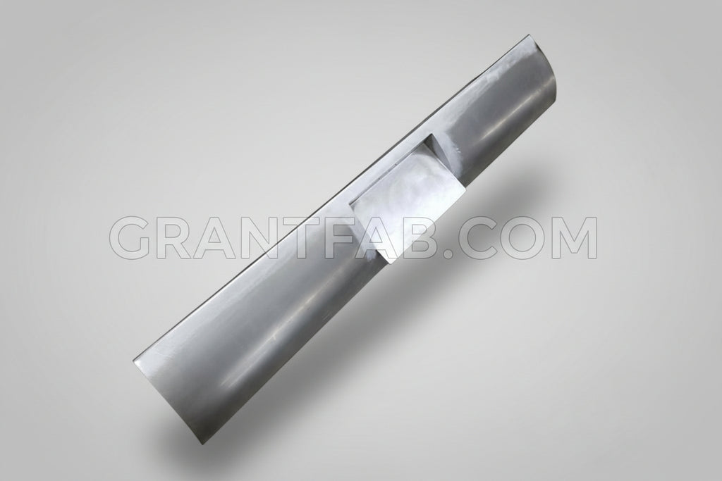 A silver-colored metal rollpan for a vehicle, with a curved shape designed to fit the bed of a pickup truck.