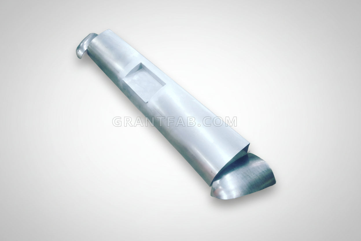 A silver-colored rollpan for a Ford F-250/ F-350 with a curved shape and end caps.