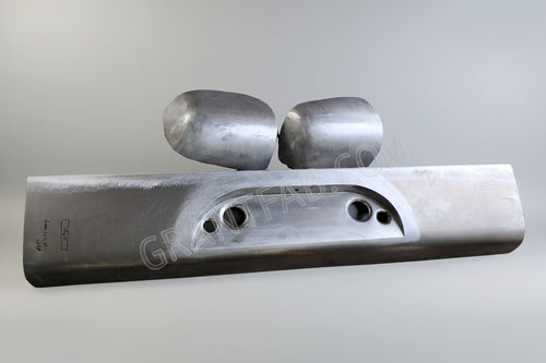 A silver-colored metal rollpan with curved shape and weld-in end caps, likely made of stainless steel or aluminum.