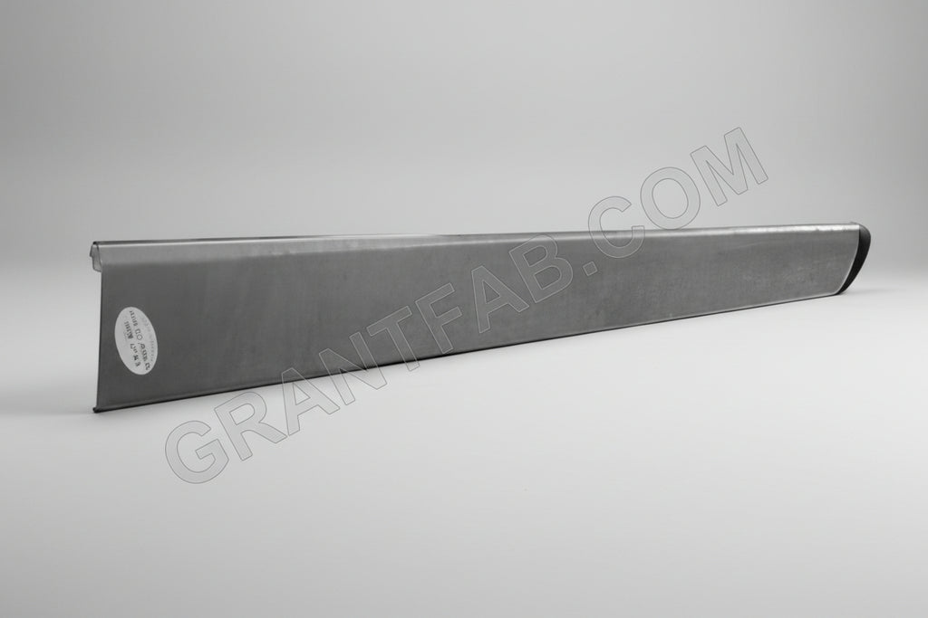 A gray steel rollpan designed for a Nissan Hardbody vehicle.