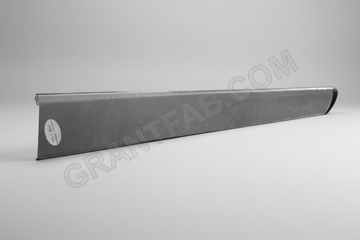 A gray steel rollpan designed for a Nissan Hardbody vehicle.